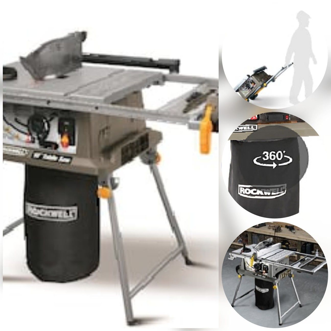 Rockwell Jobsite Table Saw W/ Laser and Wheels for easy Transportation.