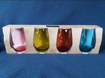 Set of 4 Colored Stemless Wine Glasses $39 Value