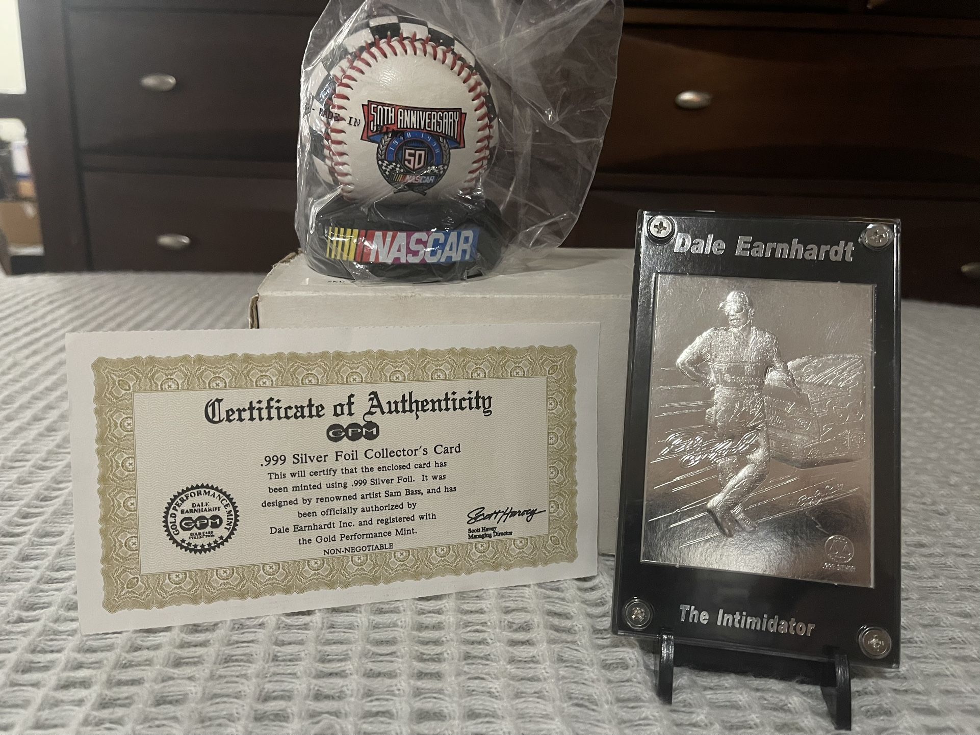 Dale Earnhardt Silver Card + 50th Anniversary Baseball