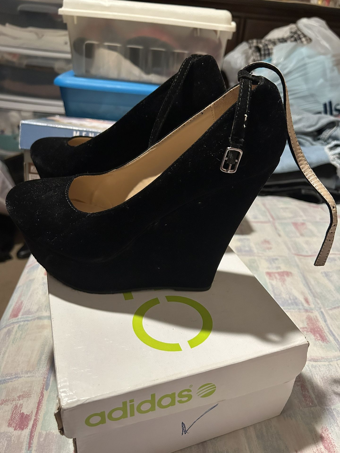 Black Suede Wedges.