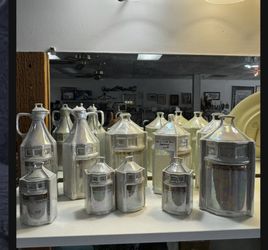 White Block Lusterware Canisters  1920,-1930’s