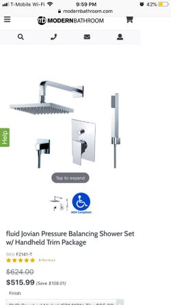 Fluid Jovian Pressure Balancing Shower Set w/ Handheld Trim Package - Brushed Nickel
