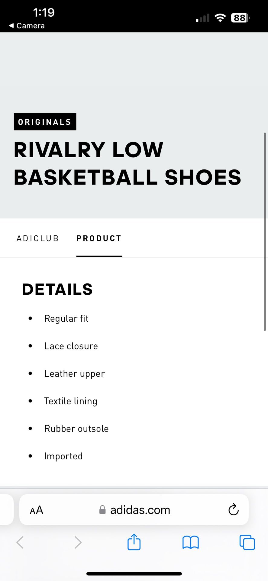 Adidas Originals Rivalry Low BARELY WORN