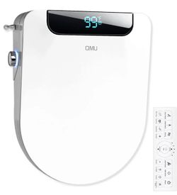 New Electric Bidet Toilet Seat Round – Heated Seat, Warm Water & Air Dryer Wireless Remote & Side Knob Dual Control, Self-Cleaning Nozzle, Slow-Close