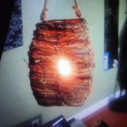 Brown Rattan Lantern with Cand Holder