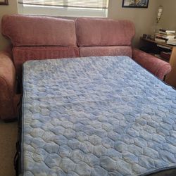 Queen Pull Out Couch Sofa With New Mattress 
