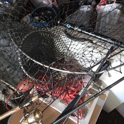 Crab net, fish net, 2 fishing poles, 2 Kids poles $50