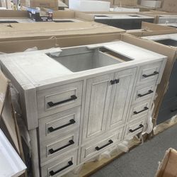 Bathroom vanity cabinet 48” solid mango Quartz top with sink and backsplash