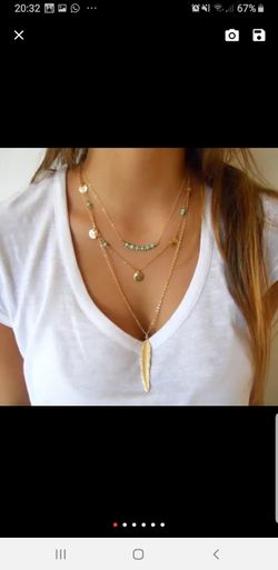 Gold Color Multilayer Coin Tassels Necklaces Beads Choker Feather Pendants Necklace