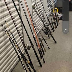 Huge Fishing Pole And Tackle Lot