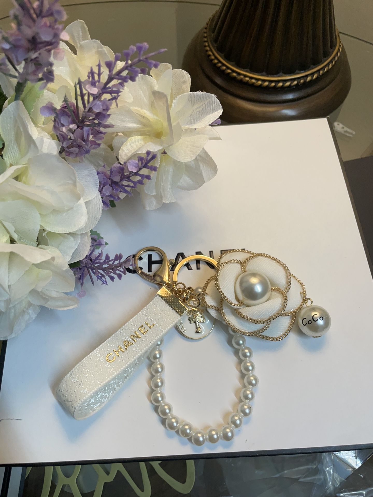 New Chanel Flower Keychain Charm