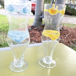 Hand painted Bikini Glasses / Vases