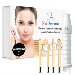 Pure Daily Care NuDerma Handheld Skin Therapy Wand Machine w/Neon - Anti-Aging - Skin Tightening - Wrinkle Reducing - Dark Circles - Clarifying - Hair