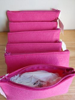 Pink Purse Handbags Susan Thick Felt Wool Zipper Craft Bag Coupon Holder Wallet Credit Cards Change Bag To Embroider