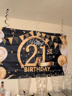 Happy 21st Birthday Party Backdrop 6 foot fabric Banner