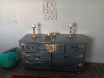 Refinished 7-Drawer Dresser with Gold Leaf Detail3