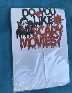 Do You Like Scary Movies?  Halloween Birthday Party Cake & Cupcake Toppers