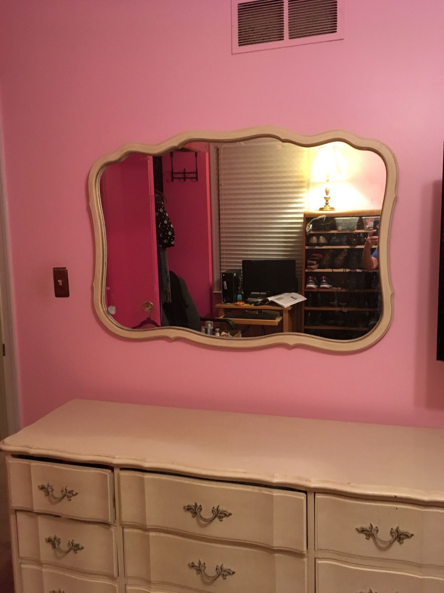 French Provincial Dresser, Large Mirror And Night Stand
