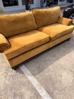 Mustard Yellow Velvet Two-Seat Sofa
