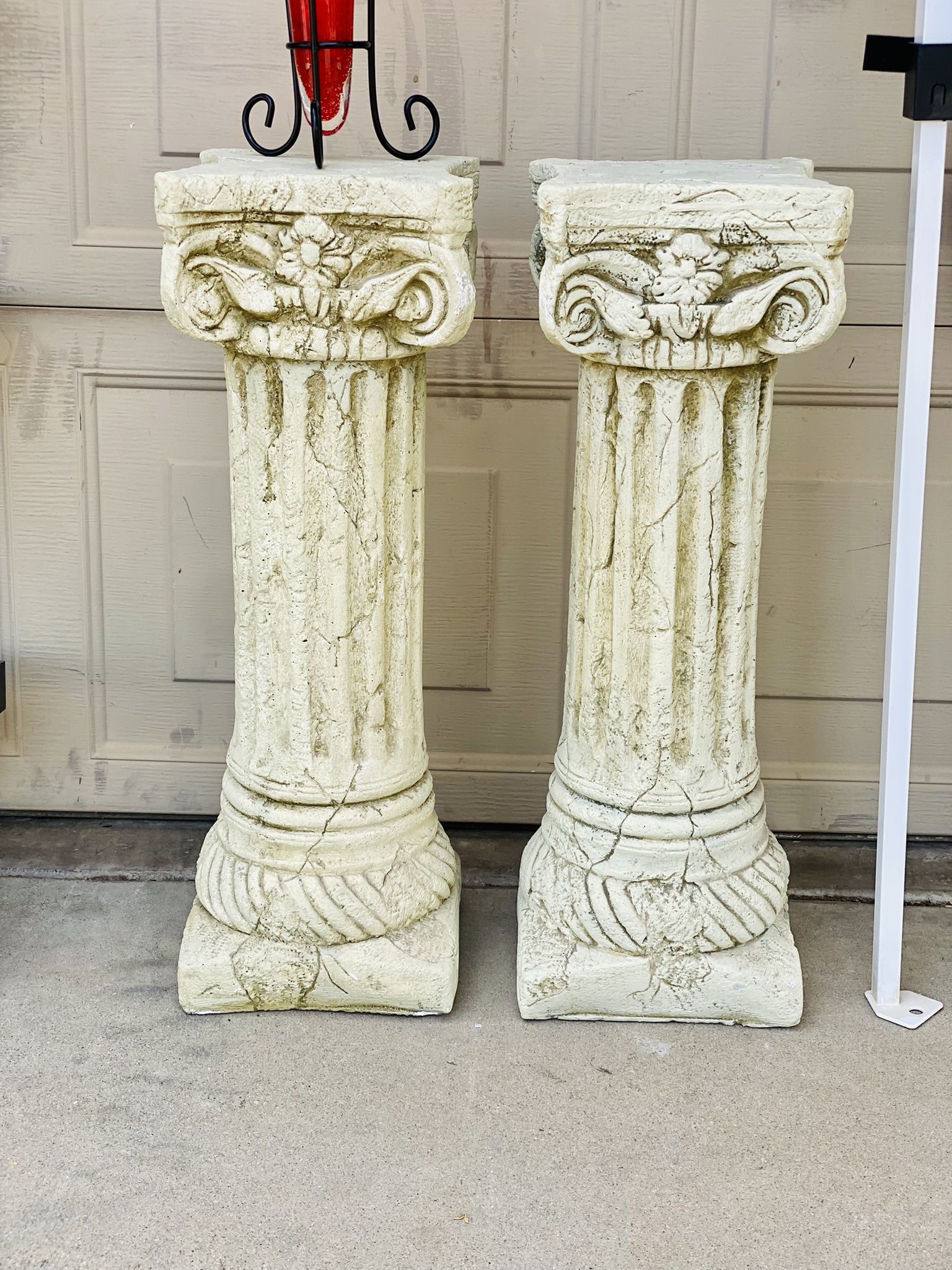 2 Greek Style Stone Columns; 3 ft Tall