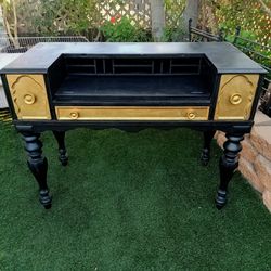 Victorian Black and Gold Writing Desk with Drawers