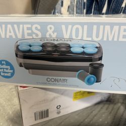 Conair Professional Jumbo and Super-Jumbo Ceramic Hot Hair Rollers, 12 Piece Set, Blue