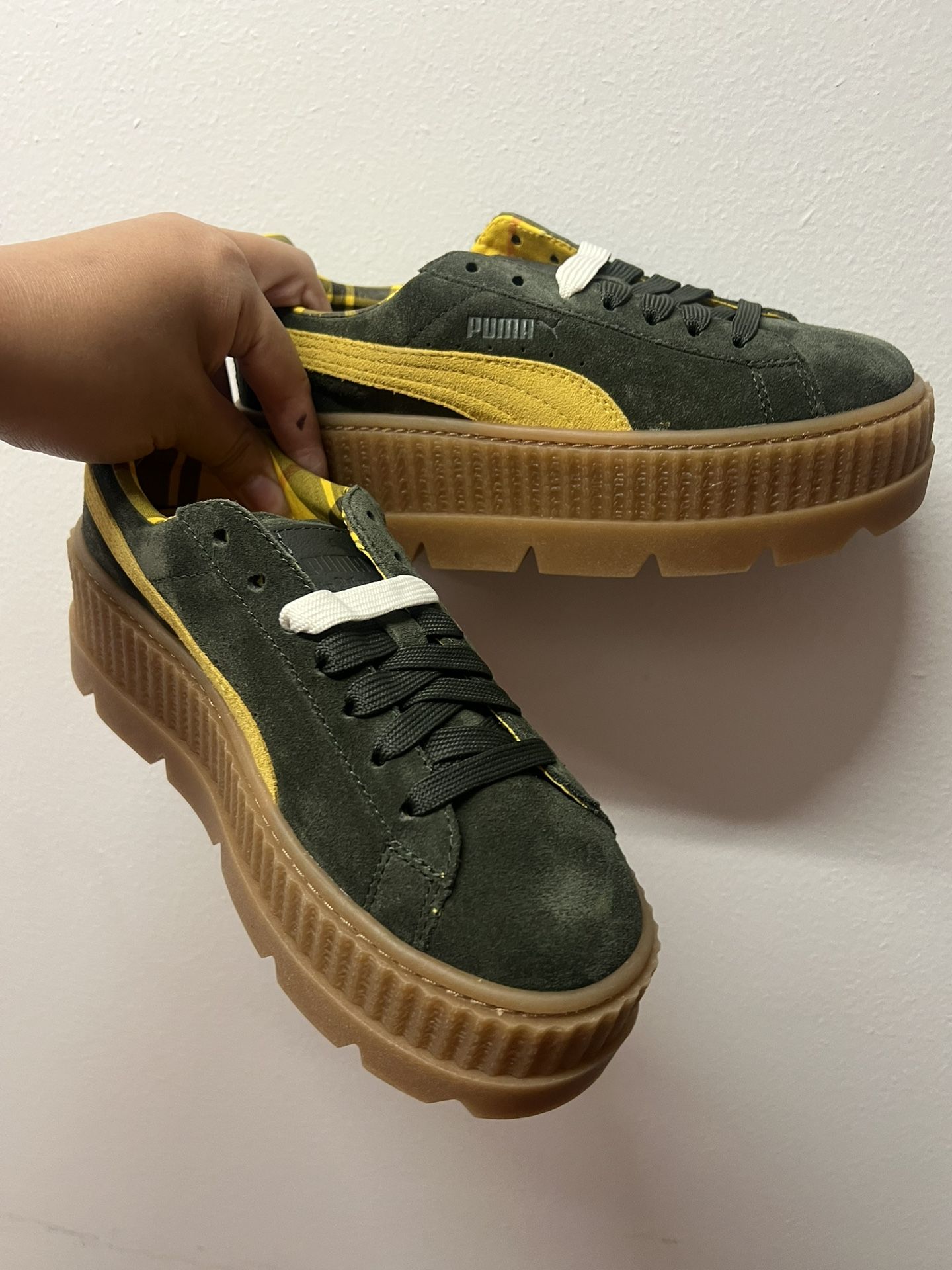 Puma Fenty By Rihanna Cleated Creeper Green Suede Platform Shoes W