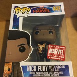 Nick Fury With Goose The Cat Pop Bobble Head 