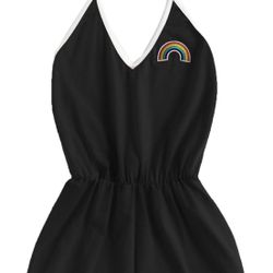 Medium Women's Halter Sleeveless Short Jumpsuit Rompers Backless Playsuit