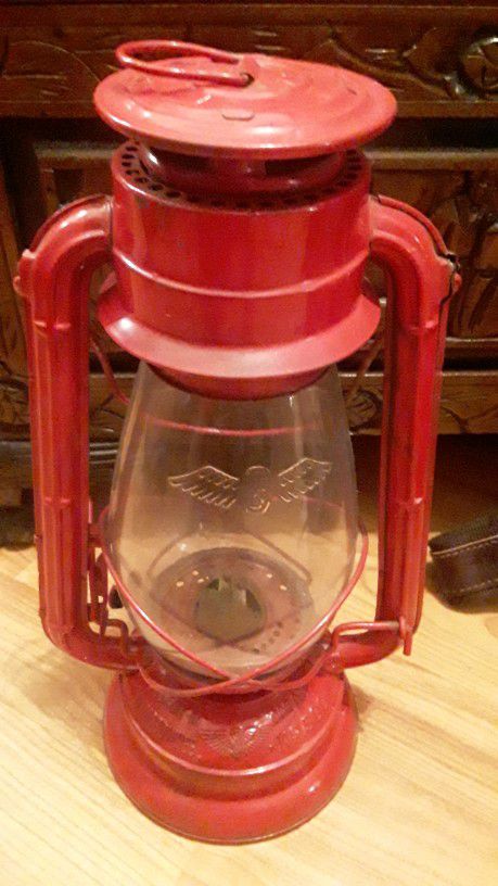 Vintage Red Winged Wheel Lantern No. 500. 