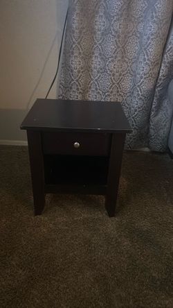 Dark Brown Nightstand with Drawer and Shelf
