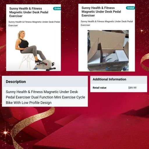 Sunny Health & Fitness Magnetic Under Desk Pedal Exerciser