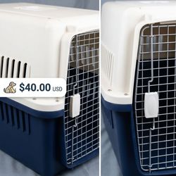 Dog cage , blue and  white. Size 28 inch..