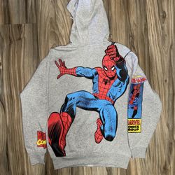 Women’s Sizing Gray Spiderman Graphic Full Zip Up Hoodie 
