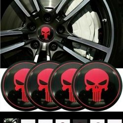Punisher Skull Rim Center Caps Decal Covers 2.22" SHIPPING 