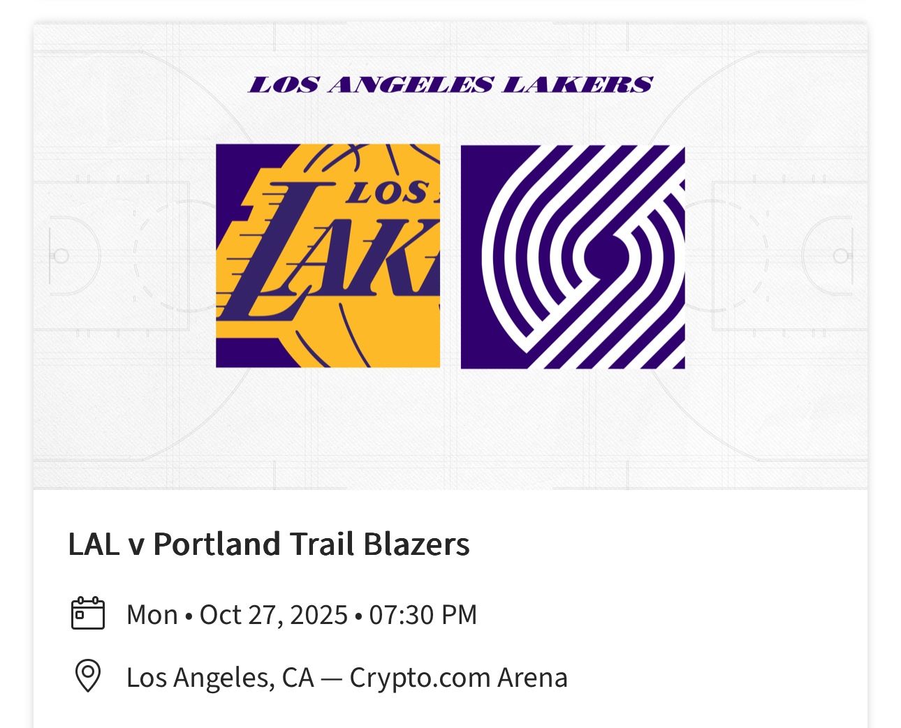 Lakers vs Trailblazers 