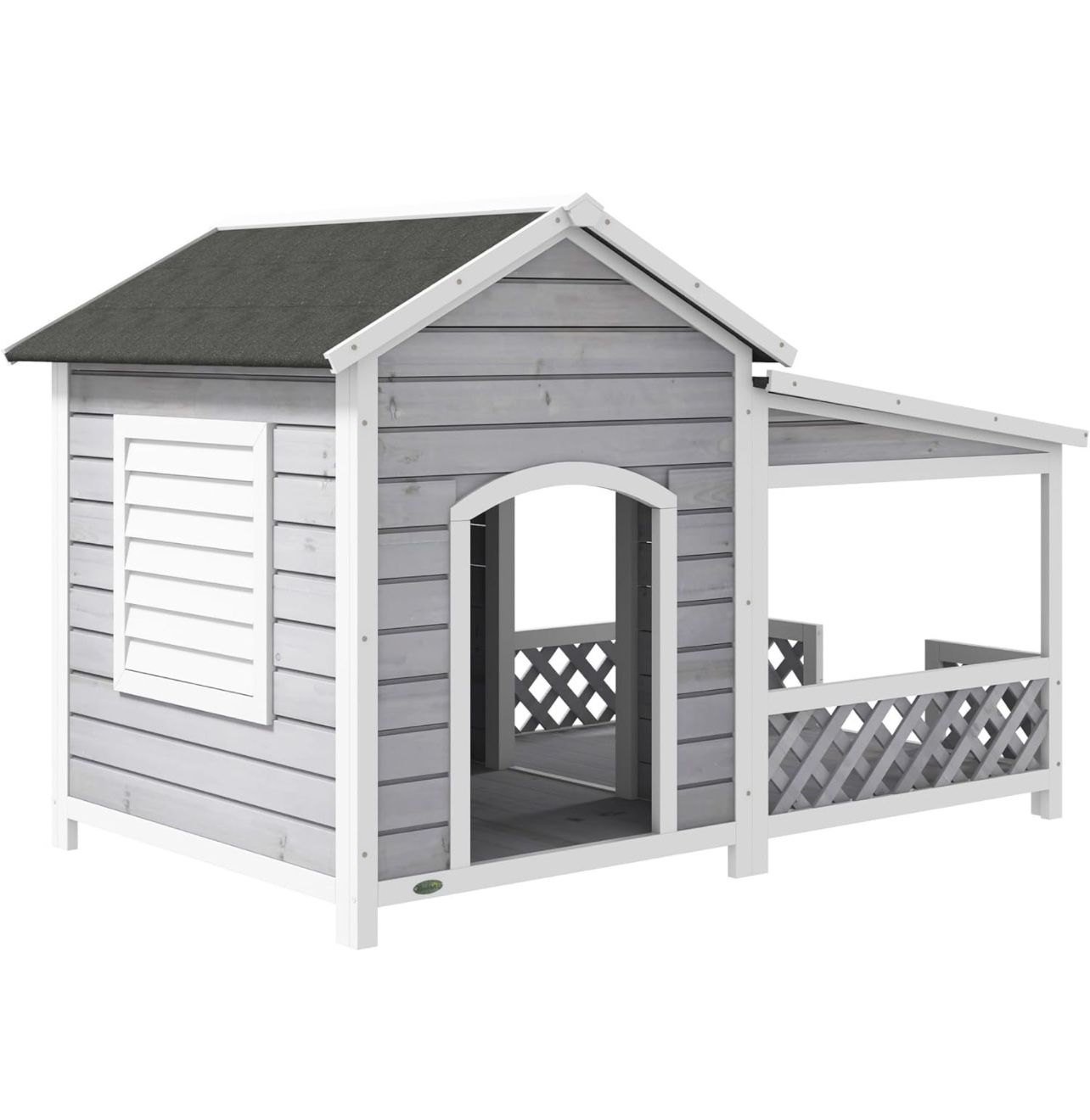 PawHut Outdoor Wooden Dog House w/ Porch