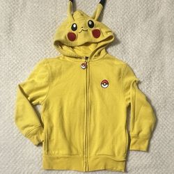 Pokemon Boys' Pikachu Costume Hoodie Zip-up Jacket Kid size S(6-7) well-loved