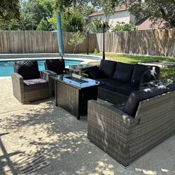 New Inbox 7-person Patio Set With Firepit (we Finance And Deliver)