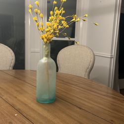 Glass Vase With Faux Flowers
