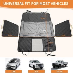 2-in-1 Dog Rear Seat Cover with Hard Bottom, Multi-Use 4-Season Pet Mat for Car & Outdoor, Includes Door Protectors, Waterproof Oxford Fabric, Fits Mo