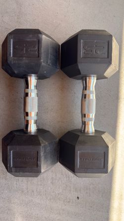Tru Grit 25 lb Rubber Hex Dumbbells Pair
