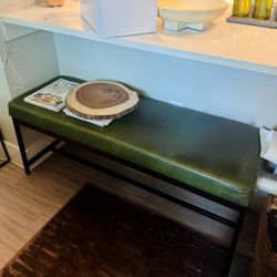 Safavieh Green Faux-Leather Upholstered Bench with Metal Frame