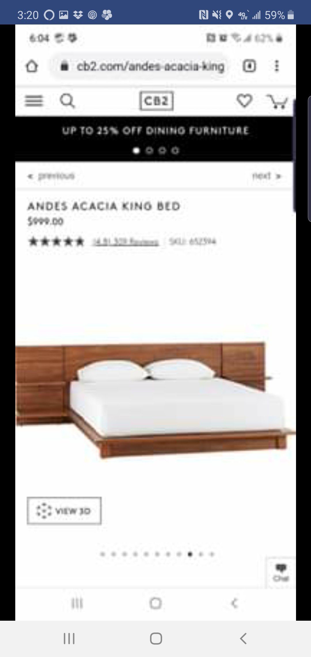 Acacia wood queen bed frame from cb2.