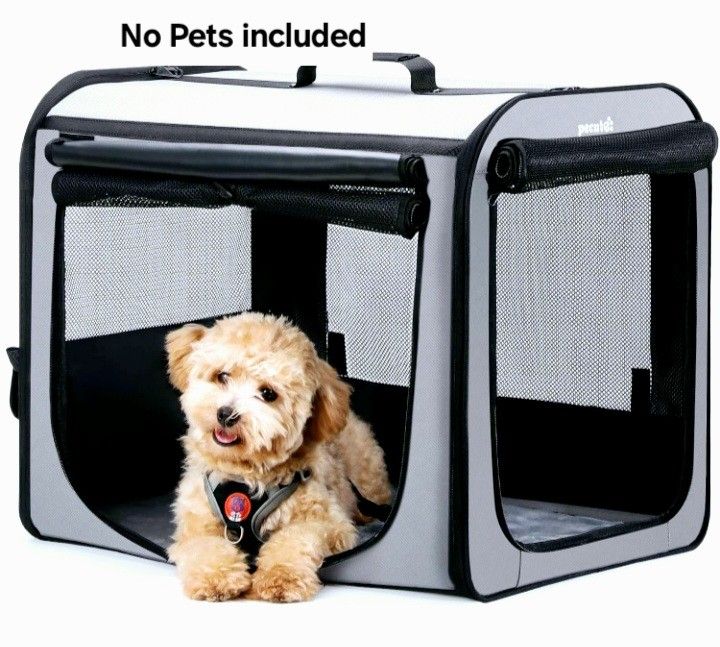 Pecute Dog Car Carrier Light Weight, Dog Carrier for Car, Portable Dog Car Crate with Breathable Windows, Foldable Pet Carrier for Both Indoor and Out
