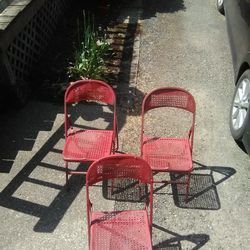 Vintage 1930s  Perforated Metal Folding Chairs