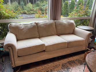 Beige Fabric 3-Seat Sofa
