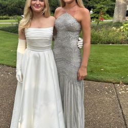 Aidan Mattox silver beaded gown. Only worn once.