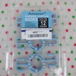 Amazer Shower Curtain Hook Rollers Baby Blue Stainless Steel 12 Pieces