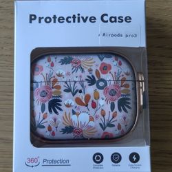 AirPods Pro 3 Case Floral Rose Gold Pink Protective Cover w/ Lock